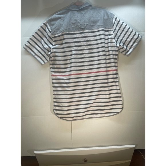 Parish Nation Clothing XLarge mens Button Down gray -blue stripes pre-owned - Picture 12 of 14